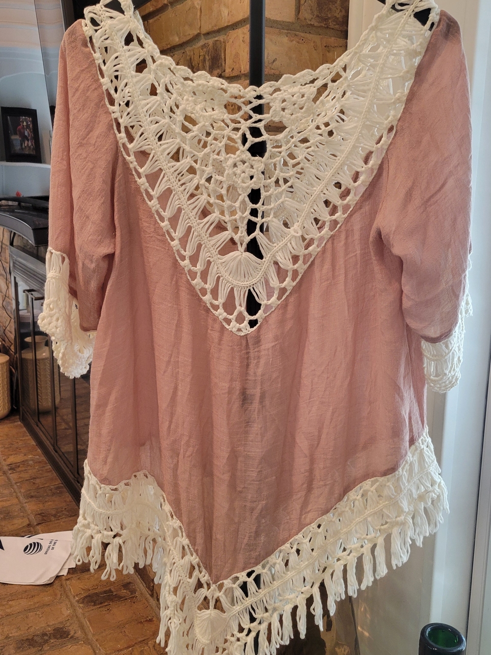 mittoshop Pink Tunic with White Crochet Trim